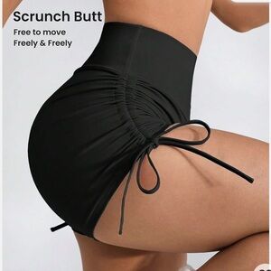 Black High-Waisted Scrunch Butt Shorts